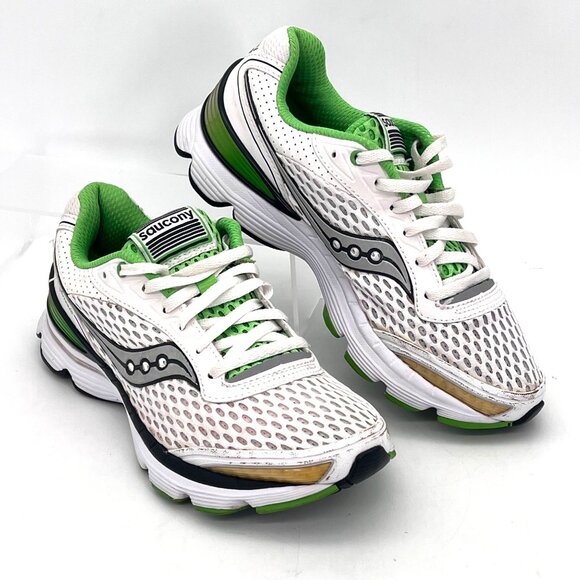 Saucony Shadow Genesis Running Shoes Womens Size 8 White Green Mesh Nylon Upper - Picture 1 of 15